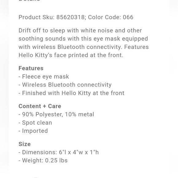 Hello Kitty Bluetooth Wireless Eye Mask - Picture 5 of 7